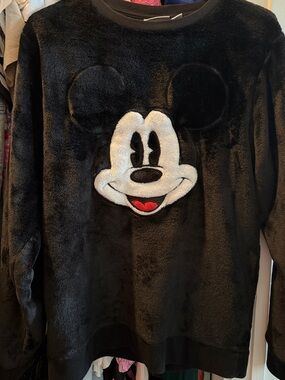 Disney Black Plush Sweatshirt with Mickey Mouse Face